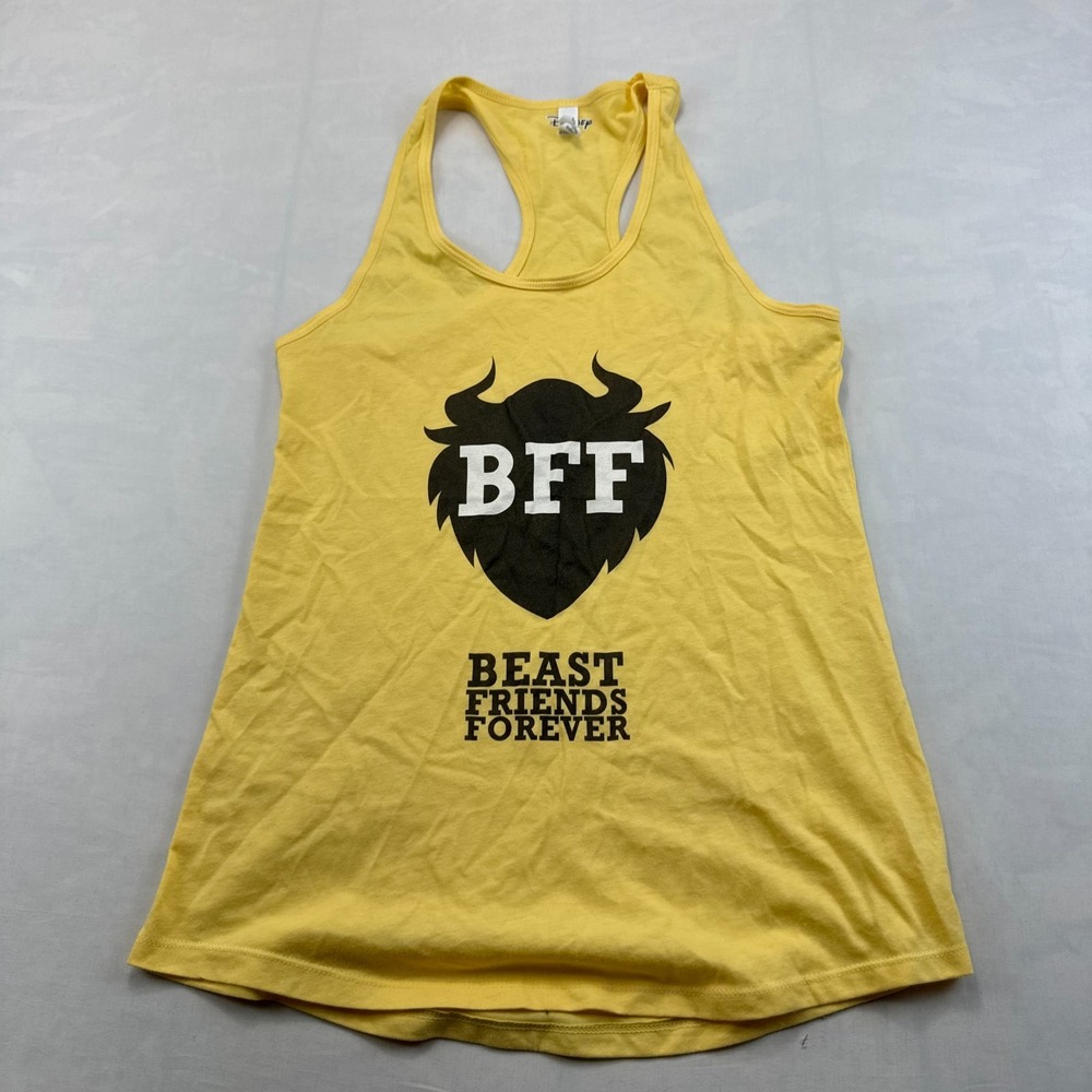 Disney Tank Top Womens L Yellow Beast Friends Forever Graphic Racerback Pullover